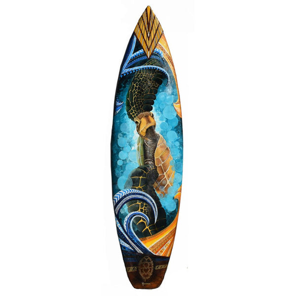 Current Tribe hand painted surfboard by Kat Geesaman with Ransom Studios