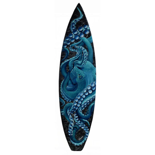 Blue Surge hand painted surfboard by Kat Geesaman with Ransom Studios